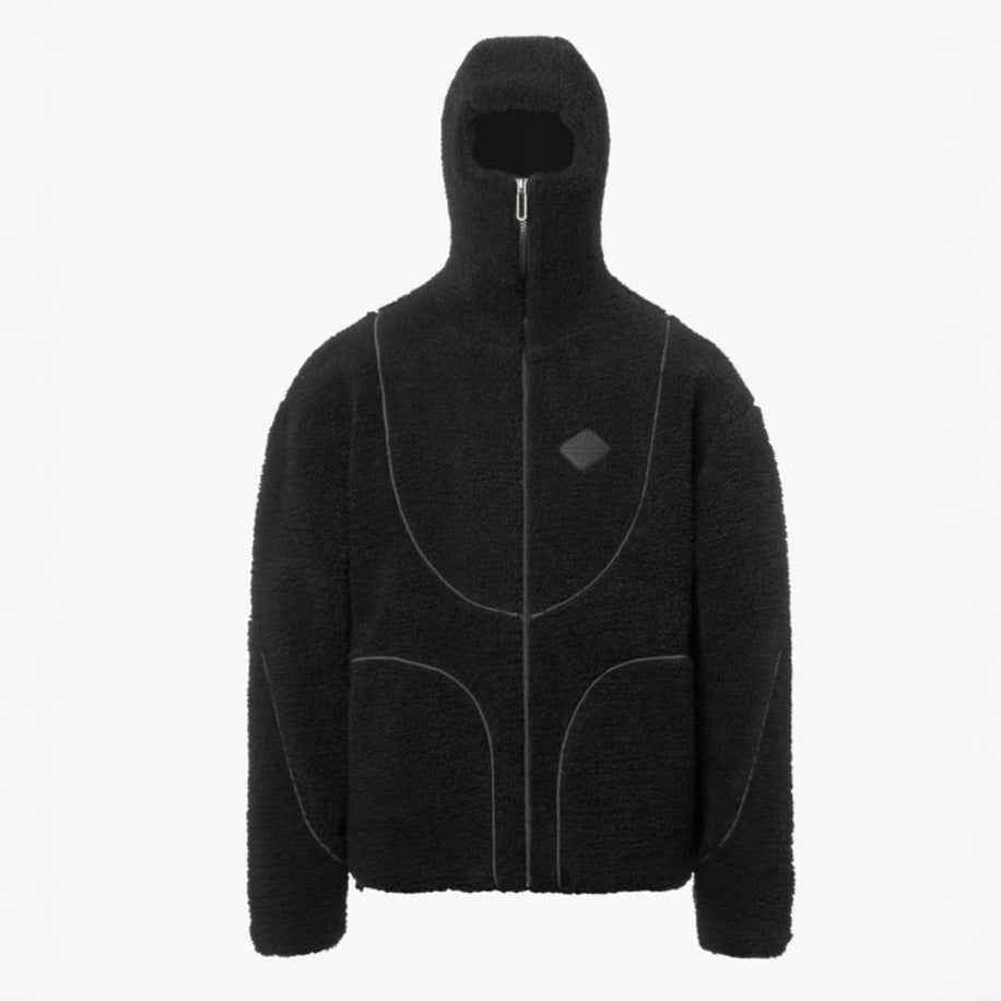 Lamb Wool Hooded Coat for Men - Fashionable Zip-Up Sweatshirt with Patchwork Design