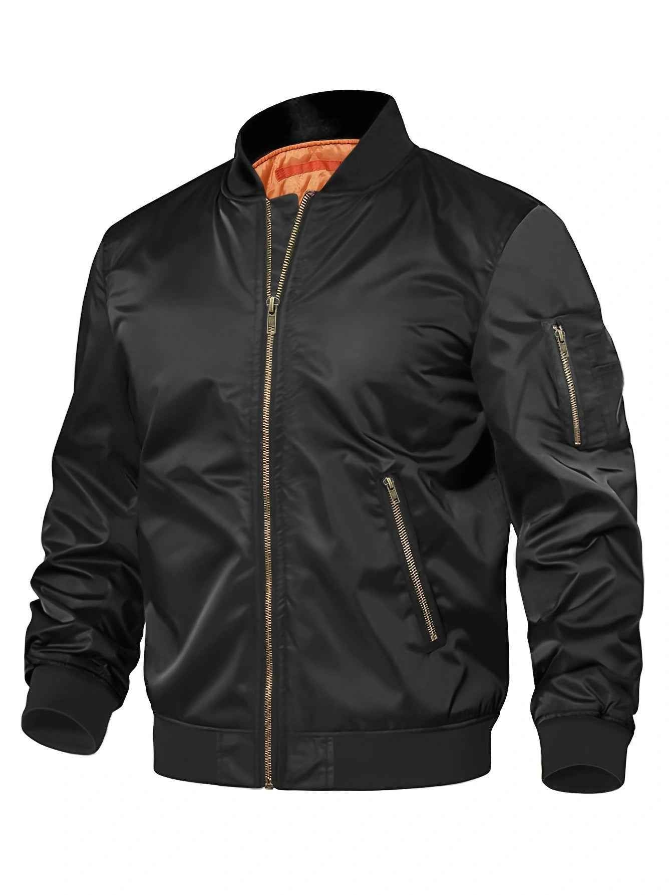 Men's Baseball Jacket Spring Autumn Pilot Coat Zipper Outwear for Men