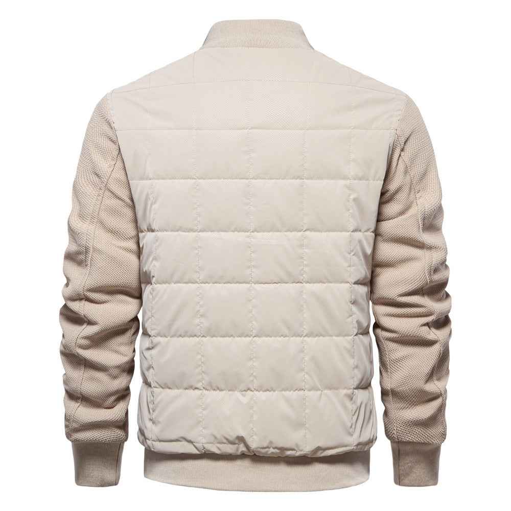 Fashion Stitching Winter Zipper Jacket Men with Stand Collar