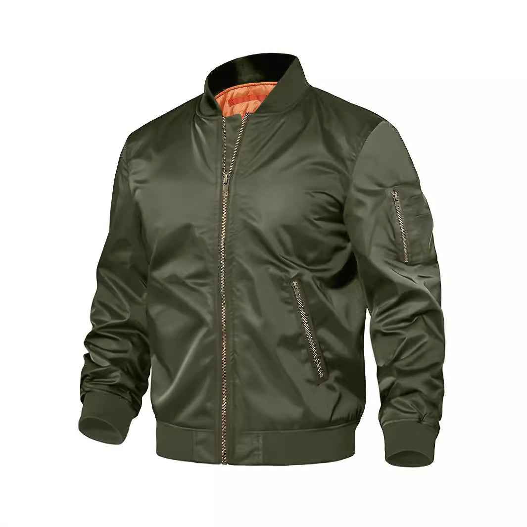 Men's Baseball Jacket Spring Autumn Pilot Coat Zipper Outwear for Men