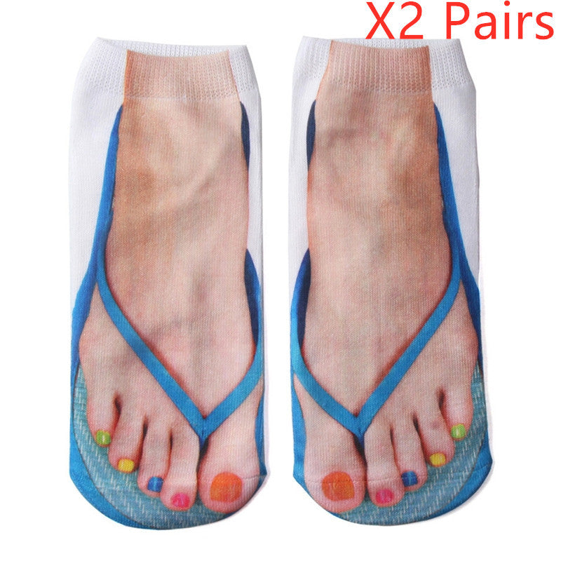 3D Printing Cartoon Socks - Creative Flip Flop Design for Men and Women