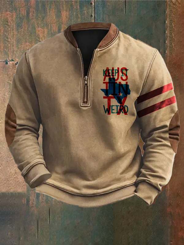 3D Printed Men's Sweater with Stand Collar for Street Style
