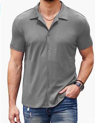Men's Polo Shirt Casual Collar Short Sleeve Button Cotton Blend