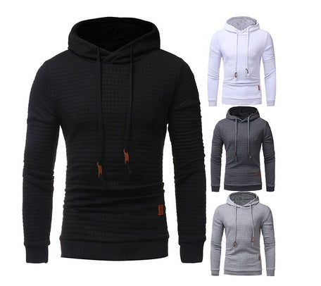 Square Pattern Quilted Hoodies for Men - Classic Casual Style