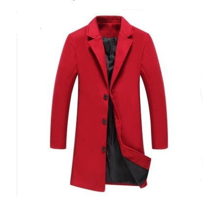 Autumn Winter Mens Woolen Coats Solid Color Casual Business Wear