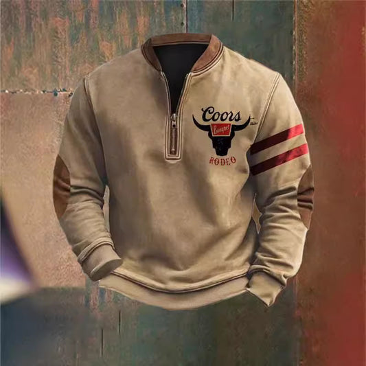 3D Printed Men's Sweater with Stand Collar for Street Style