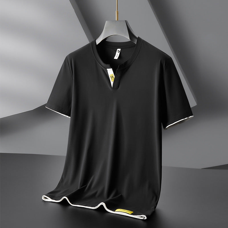 Trendy Fashion Men's V-neck T-shirt Short Sleeve