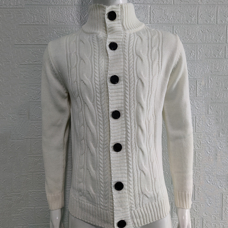 Men's Stand Collar Sweater Knit Button Cardigan Tops Men's Clothing - TWENTY ONE SEVEN
