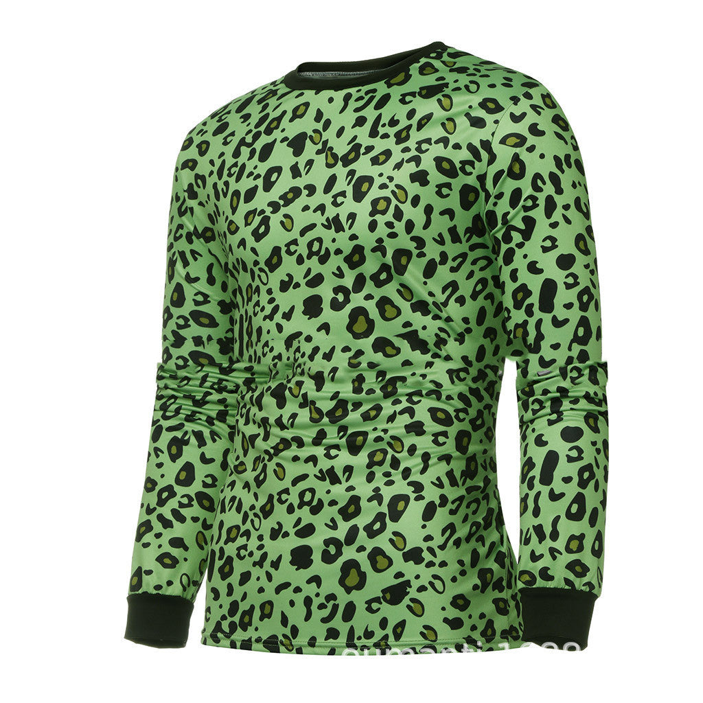 Men's Leopard Print Long Sleeve T-Shirt - Stylish & Bold Design