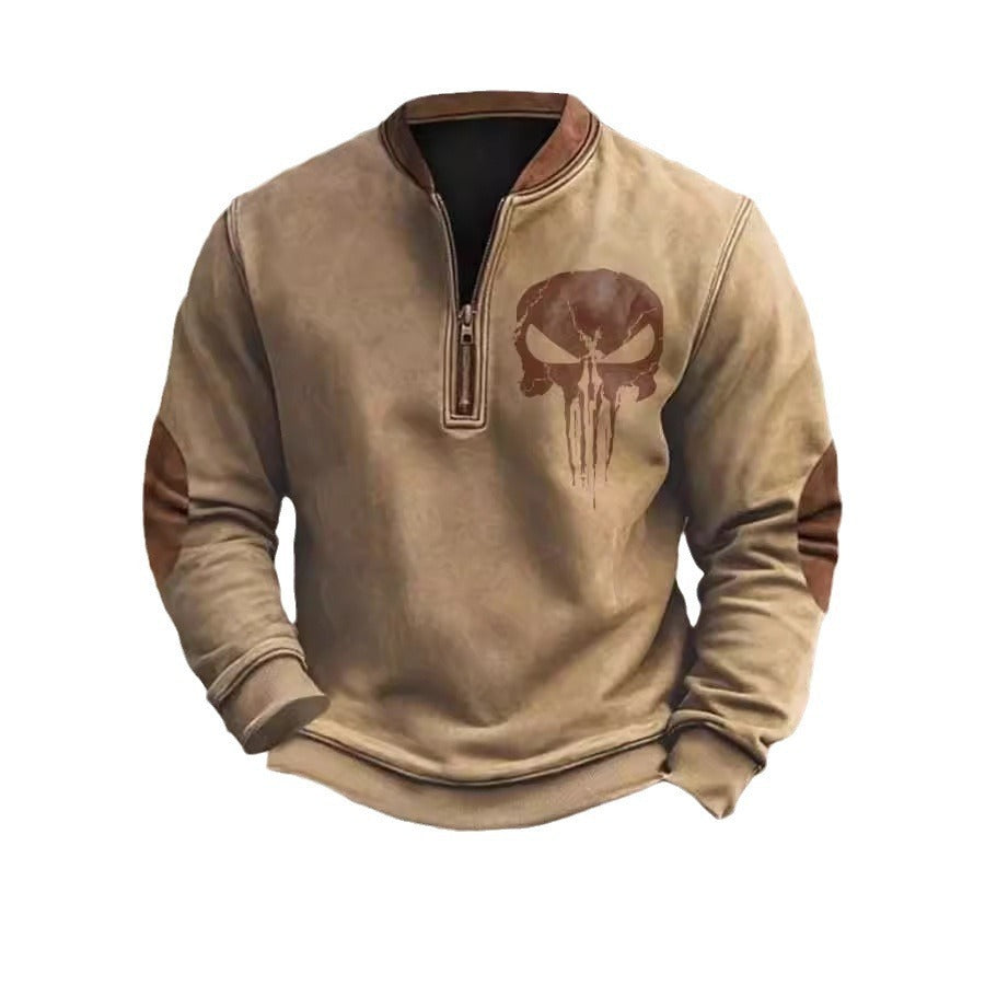 3D Printed Men's Sweater with Stand Collar for Street Style
