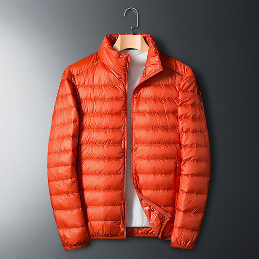 Autumn Winter Mens Lightweight Down Jacket with Stand Collar