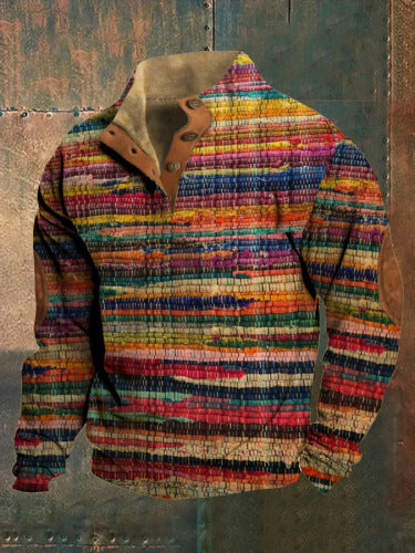 3D Printed Men's Sweater with Hot Digital Printing and Stand Collar