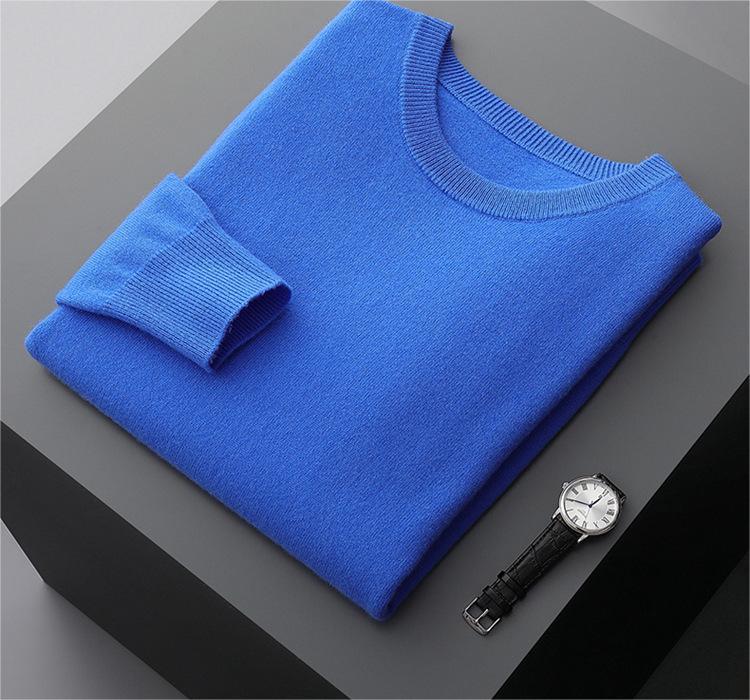 Autumn Winter Men's Knitted Sweater Round-Neck Long-Sleeved Pullover Casual