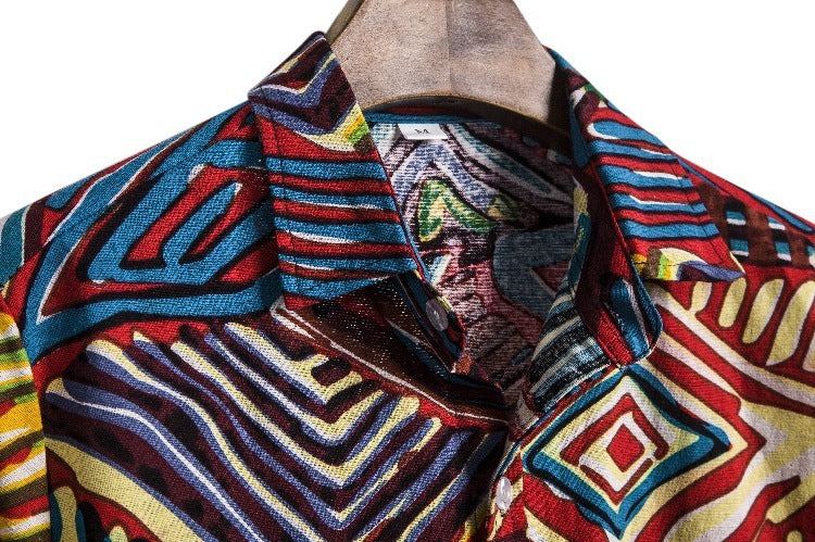 Vegetable Print Linen Shirt - Fashionable Short Sleeve Style