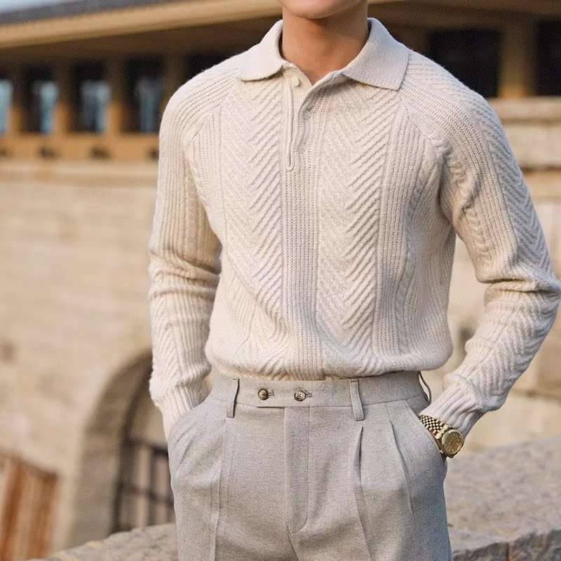 Men's Lapel Knitted Sweater Winter Pullover Long-sleeved Top Clothes - TWENTY ONE SEVEN