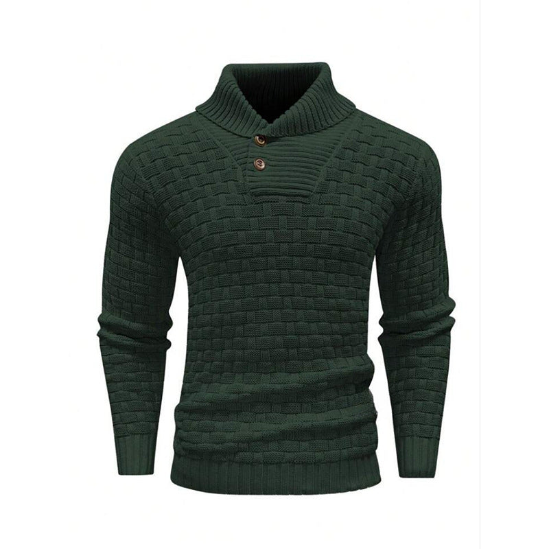 Men's Slim Turtleneck Sweater With Button Design Fashion Casual Solid Color Pullover Top Clothing - TWENTY ONE SEVEN