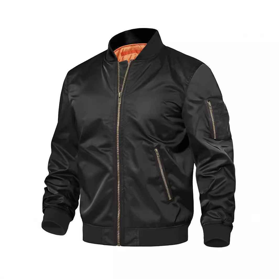 Men's Baseball Jacket Spring Autumn Pilot Coat Zipper Outwear for Men
