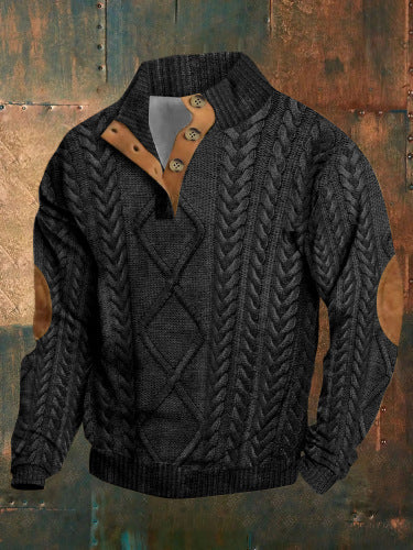 3D Printed Men's Sweater with Hot Digital Printing and Stand Collar