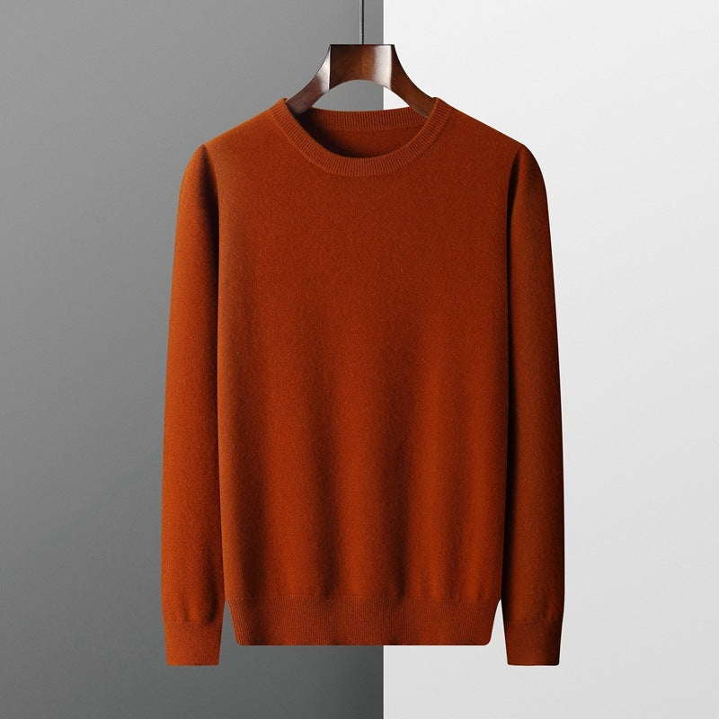 Autumn Winter Men's Knitted Sweater Round-Neck Long-Sleeved Pullover Casual