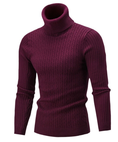 Men's High Lapel Sweater - Winter Tide Solid Color Sweater