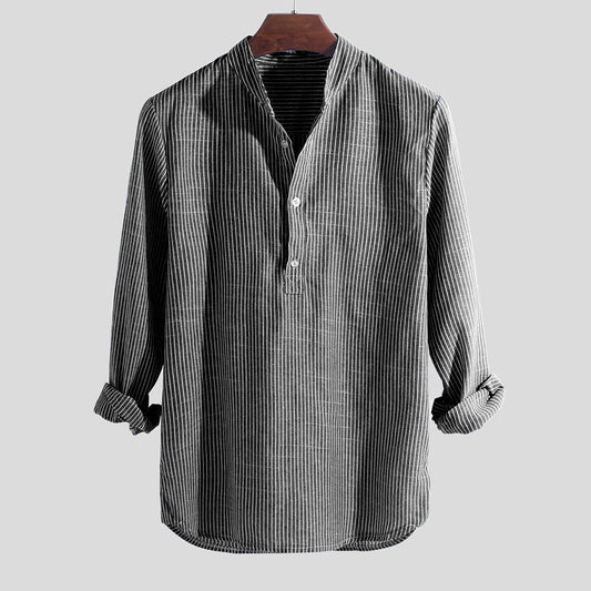 Men's Casual Stripe Shirt for Spring and Autumn