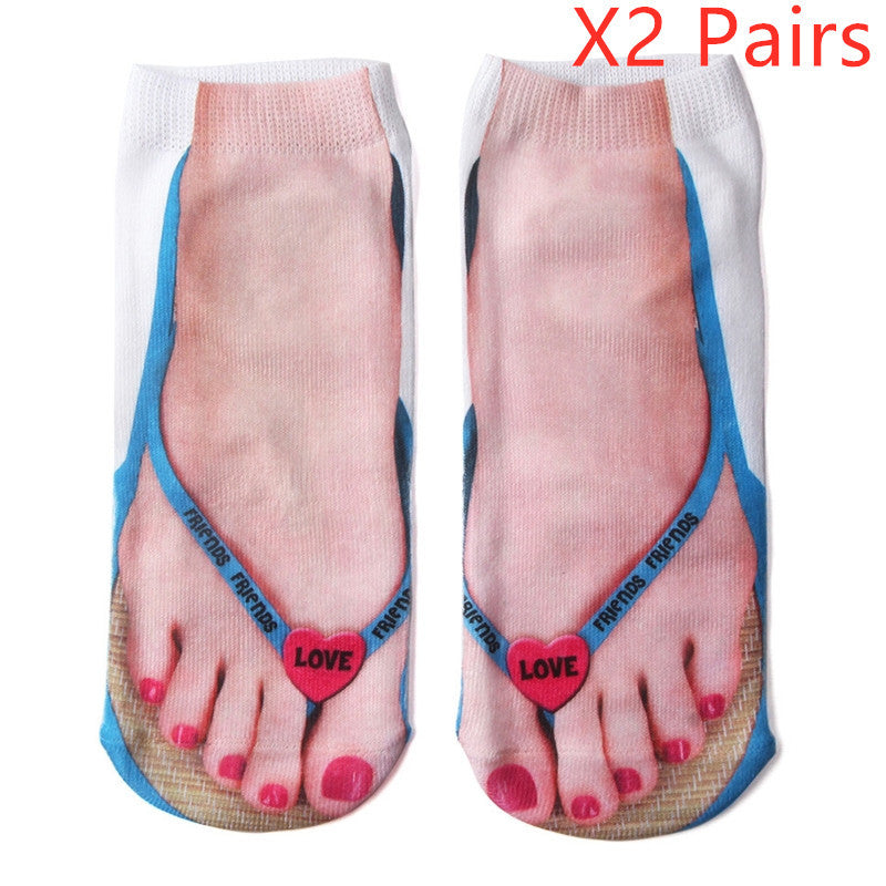 3D Printing Cartoon Socks - Creative Flip Flop Design for Men and Women