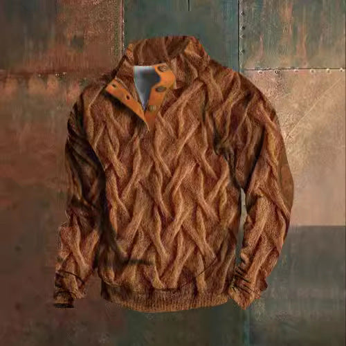 3D Printed Men's Sweater with Hot Digital Printing and Stand Collar