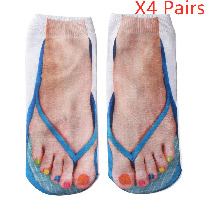 3D Printing Cartoon Socks - Creative Flip Flop Design for Men and Women