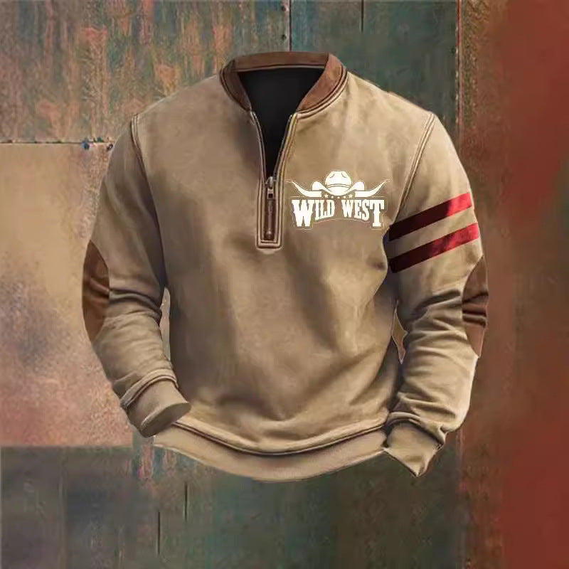 3D Printed Men's Sweater with Stand Collar for Street Style