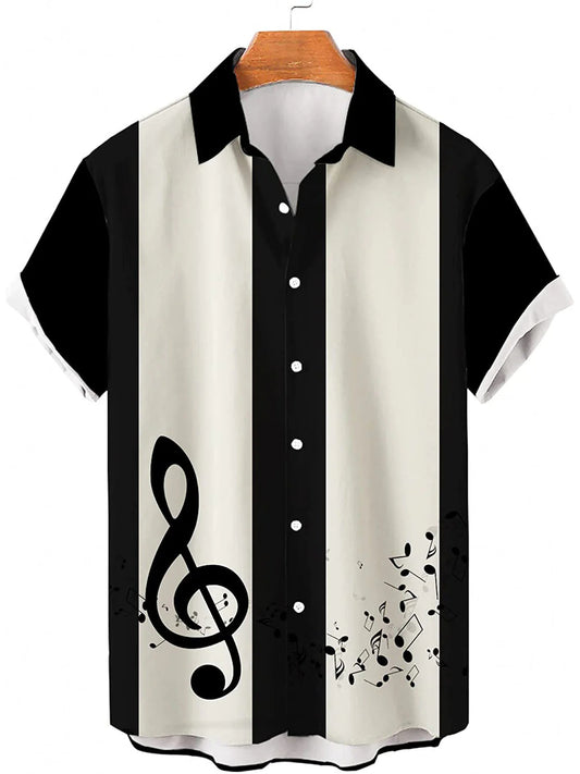 Men's Summer Musical Shirt - Casual Loose Printed Resort Style