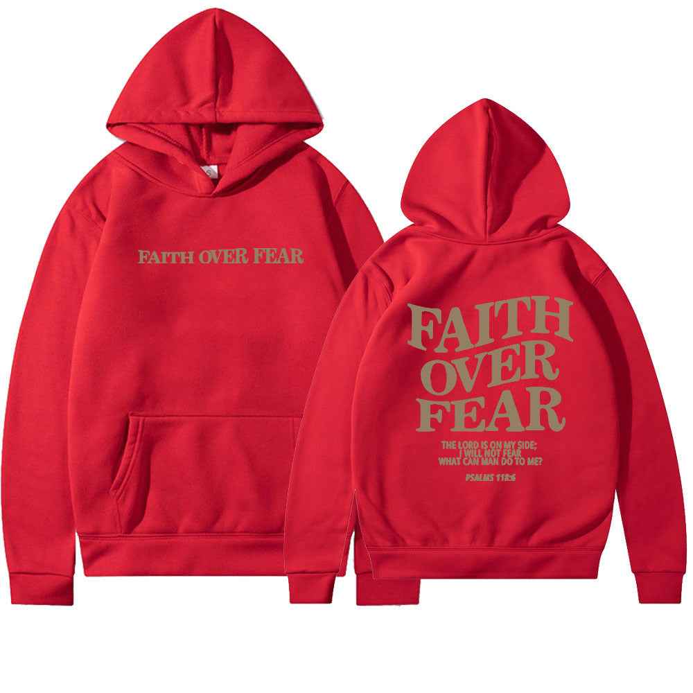 Faith Over Fear Hoodie Unisex Christian Sweatshirt with Bible Verse Trendy Aesthetic Design