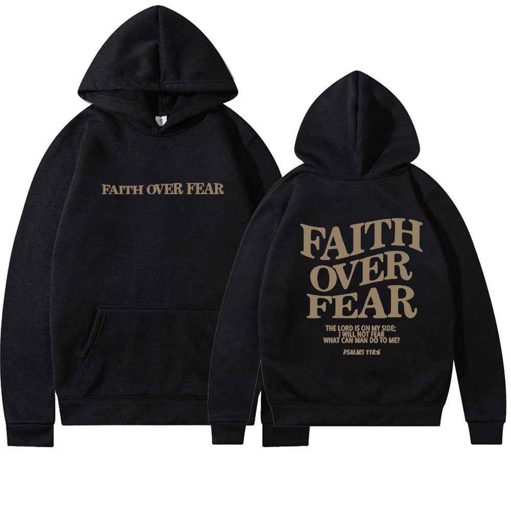 Faith Over Fear Hoodie Unisex Christian Sweatshirt with Bible Verse Trendy Aesthetic Design