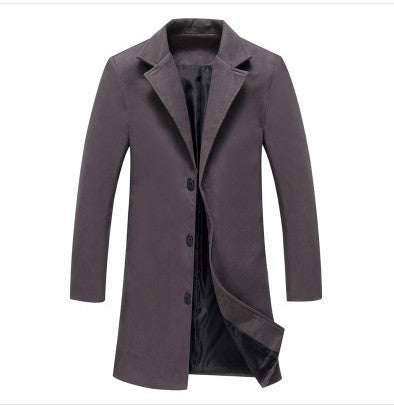 Autumn Winter Mens Woolen Coats Solid Color Casual Business Wear