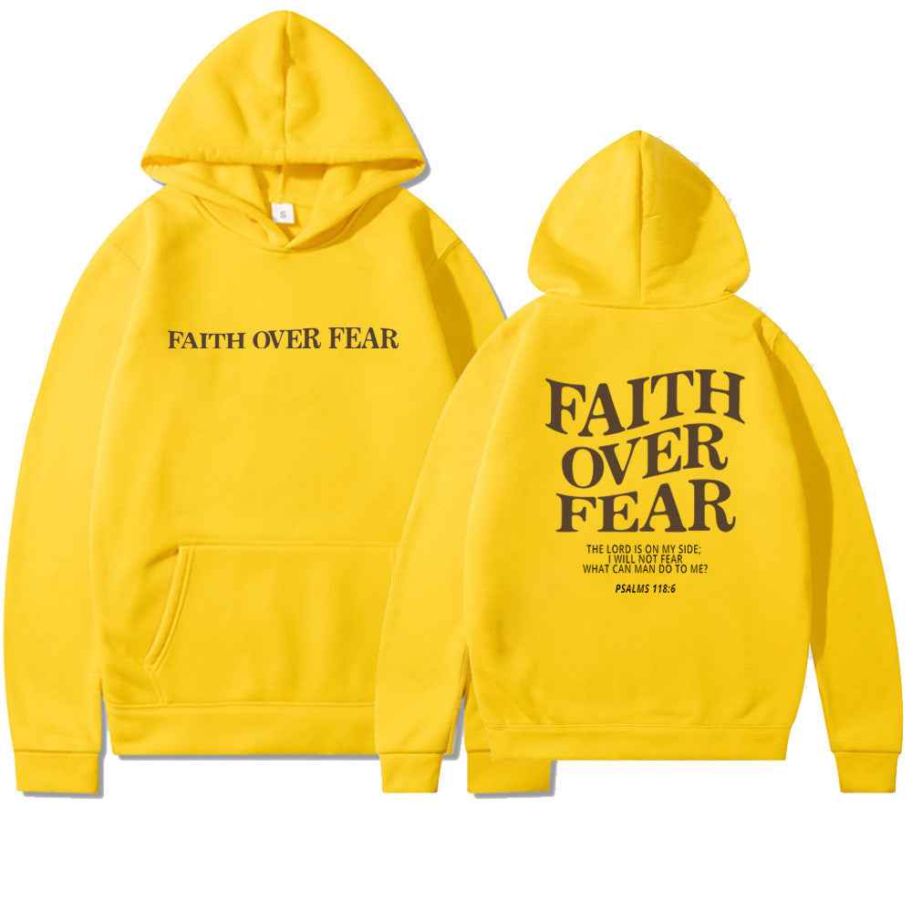 Faith Over Fear Hoodie Unisex Christian Sweatshirt with Bible Verse Trendy Aesthetic Design