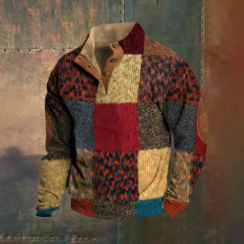 3D Printed Men's Sweater with Hot Digital Printing and Stand Collar