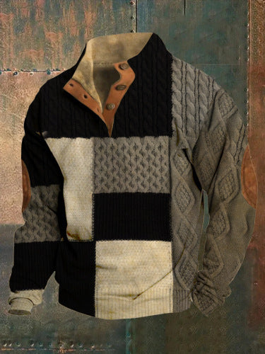 3D Printed Men's Sweater with Hot Digital Printing and Stand Collar