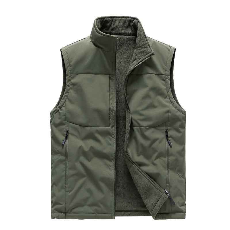 Men's Fleece Vest Double-sided Warm Sleeveless Winter Outdoor Workwear