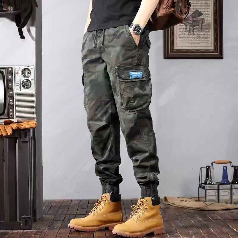 Camouflage Cargo Pants for Men - Fashionable Casual Loose Tapered Trousers with Pockets