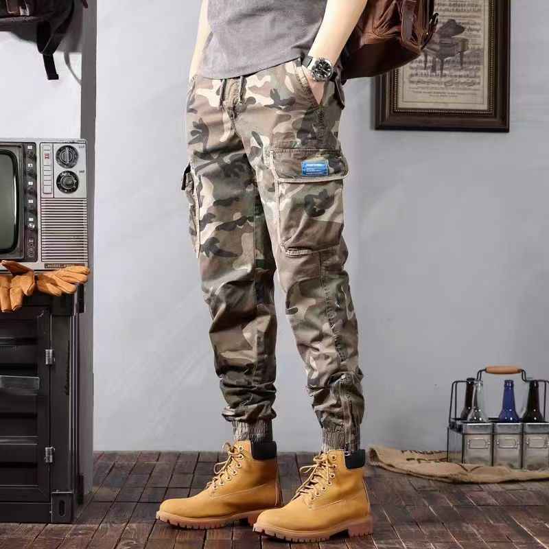 Camouflage Cargo Pants for Men - Fashionable Casual Loose Tapered Trousers with Pockets