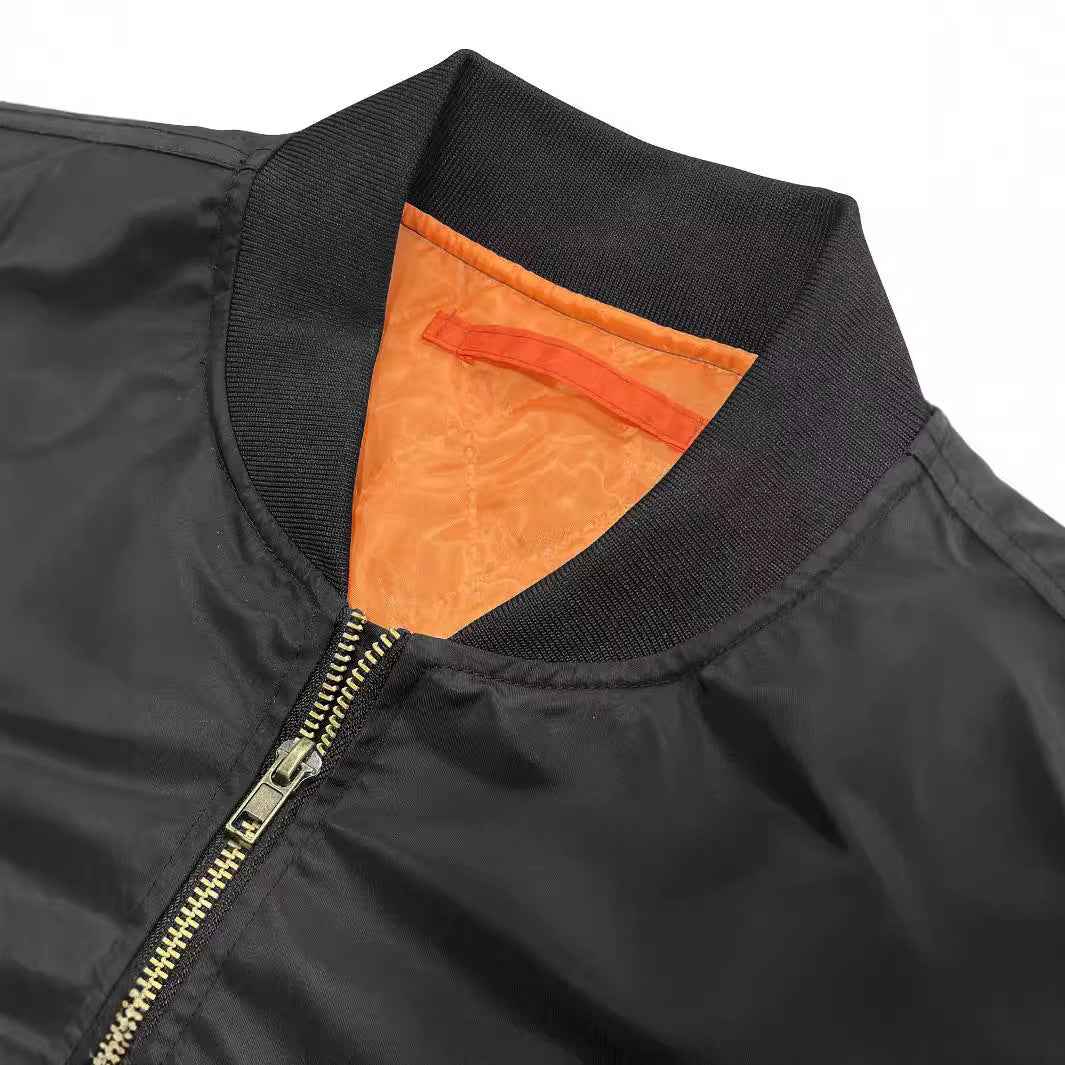 Men's Baseball Jacket Spring Autumn Pilot Coat Zipper Outwear for Men