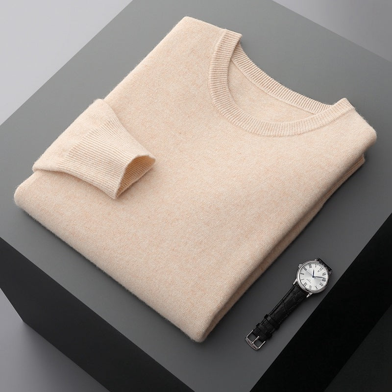Autumn Winter Men's Knitted Sweater Round-Neck Long-Sleeved Pullover Casual