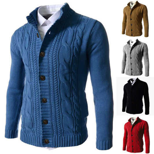 Men's Stand Collar Sweater Knit Button Cardigan Tops Men's Clothing - TWENTY ONE SEVEN