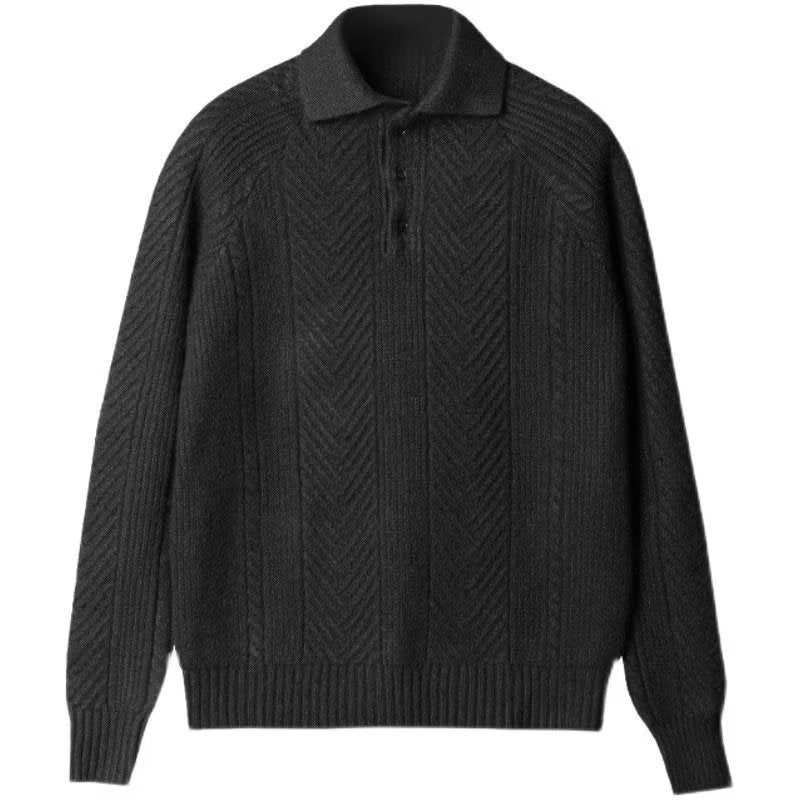 Men's Lapel Knitted Sweater Winter Pullover Long-sleeved Top Clothes - TWENTY ONE SEVEN