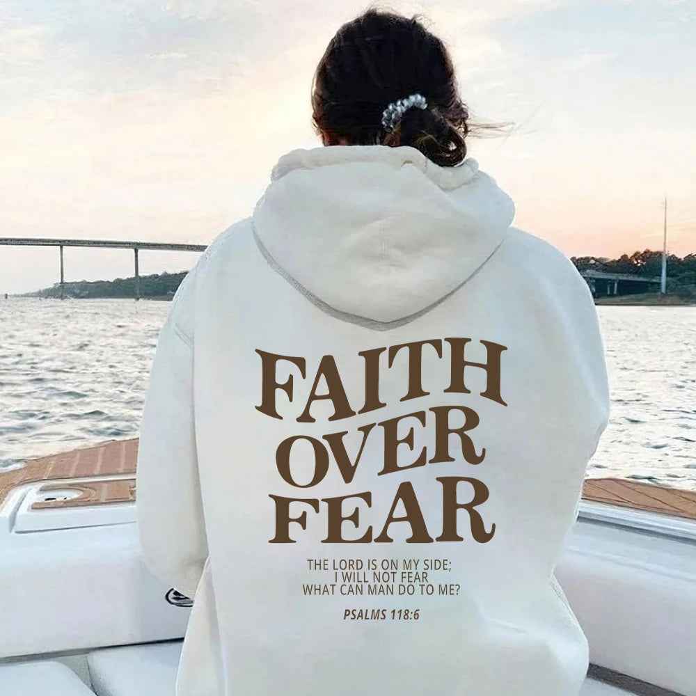 Faith Over Fear Hoodie Unisex Christian Sweatshirt with Bible Verse Trendy Aesthetic Design