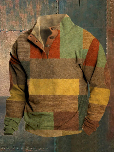 3D Printed Men's Sweater with Hot Digital Printing and Stand Collar