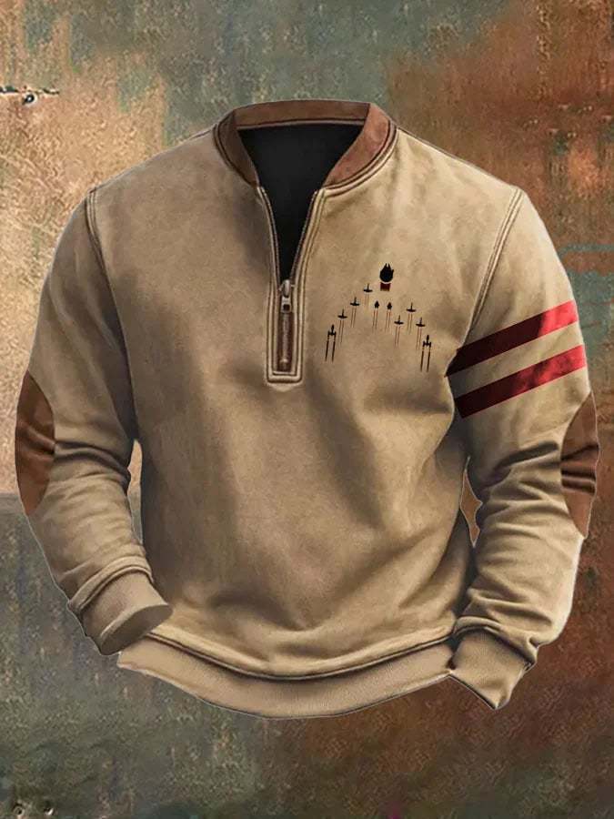 3D Printed Men's Sweater with Stand Collar for Street Style