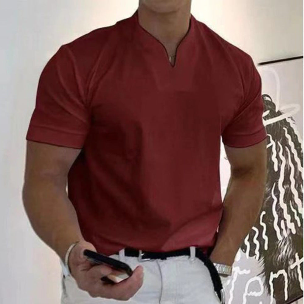 Summer Short Sleeve Shirt Men Fitness Plus Size Sports T-Shirt Elastic Cotton Pocket - TWENTY ONE SEVEN