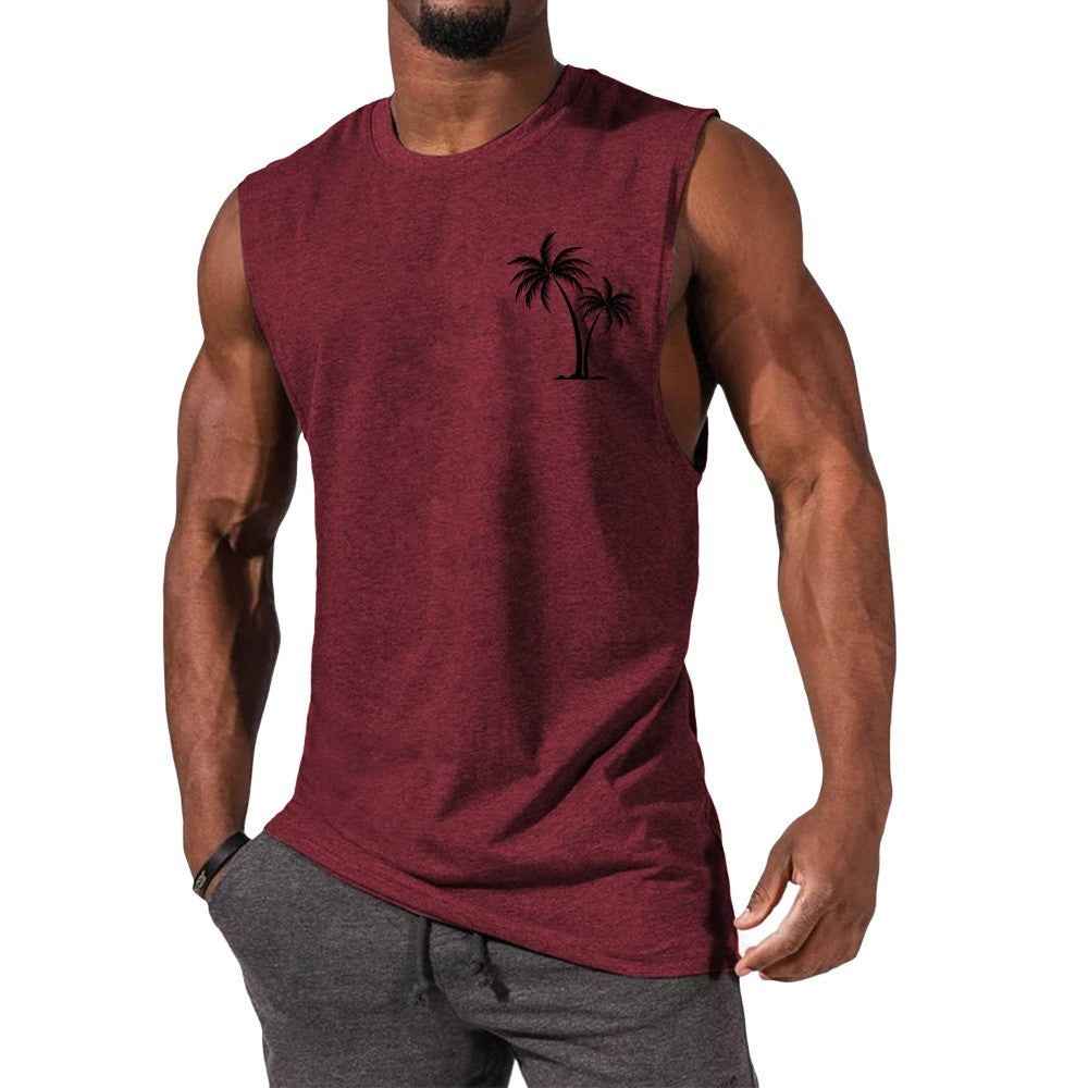 Coconut Tree Tank Top Summer Beach Vest for Men - Workout Muscle Fitness T-shirt