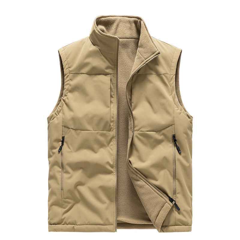 Men's Fleece Vest Double-sided Warm Sleeveless Winter Outdoor Workwear