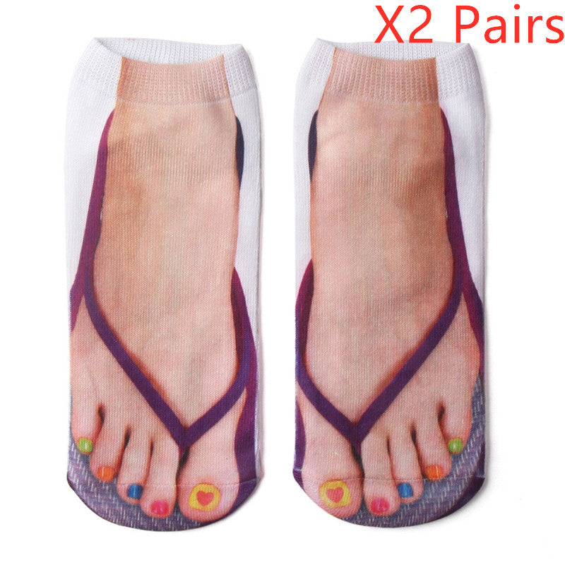 3D Printing Cartoon Socks - Creative Flip Flop Design for Men and Women